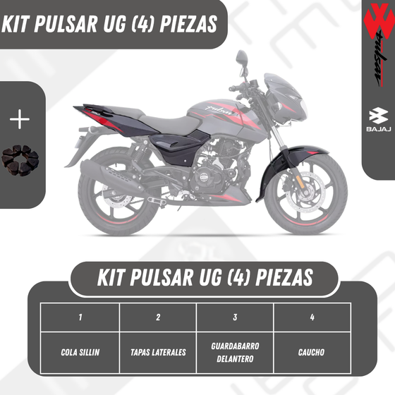 KIT Pulsar UG 180 COLA SILLIN - TAPA LATERAL -GBA + GRATIS CAUCHO