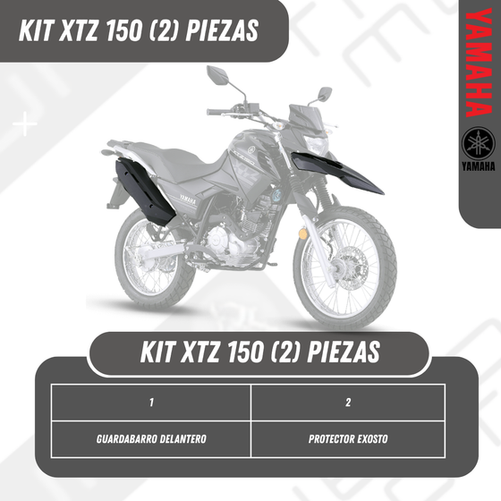 KIT GUARDABARRO DELANTERO NEGRO XTZ 150 Y PROTECTOR EXOSTO XTZ 150